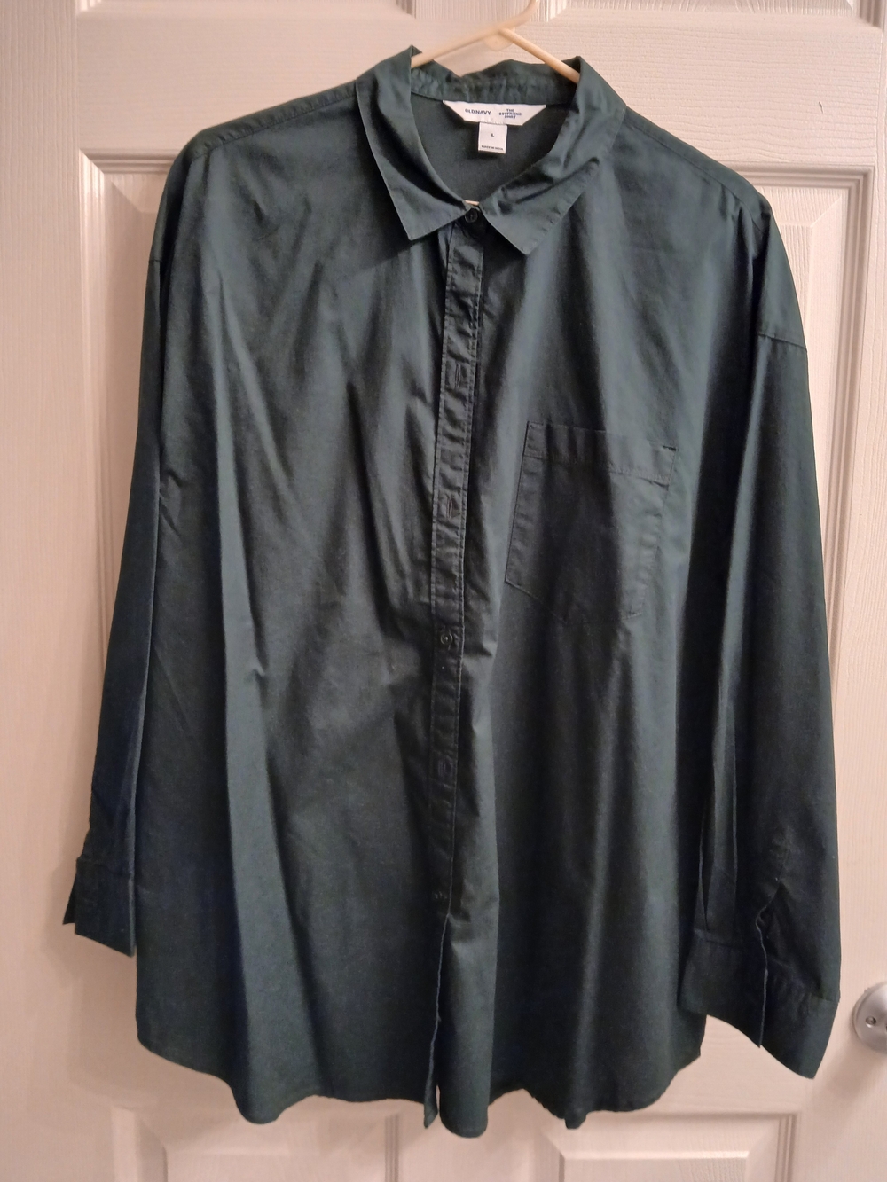 Old Navy Woman's Forest Green Long-Sleeve Button-Down Shirt